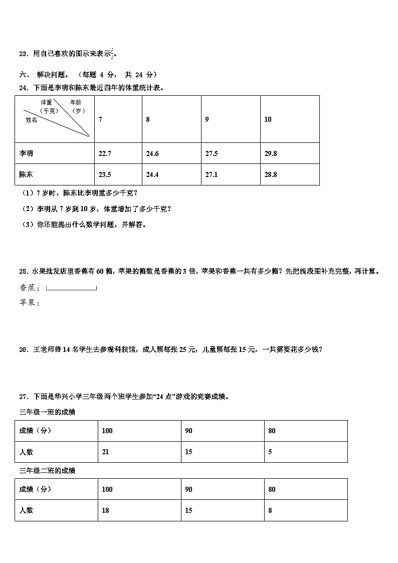 恩施土家族苗族自治州建始县2023年三年级数学第二学期期末考试试题含解析第3页