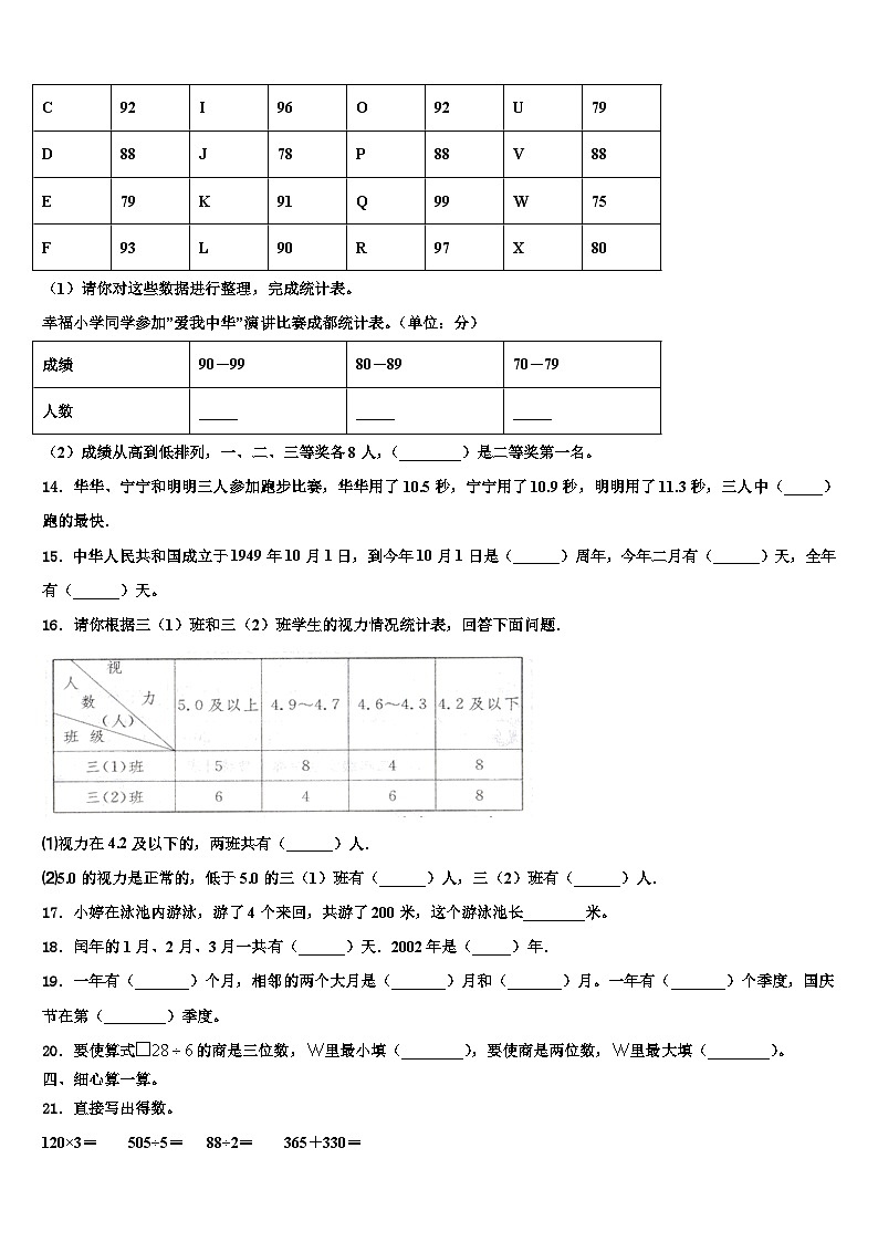 日喀则地区谢通门县2022-2023学年数学三下期末调研模拟试题含解析02