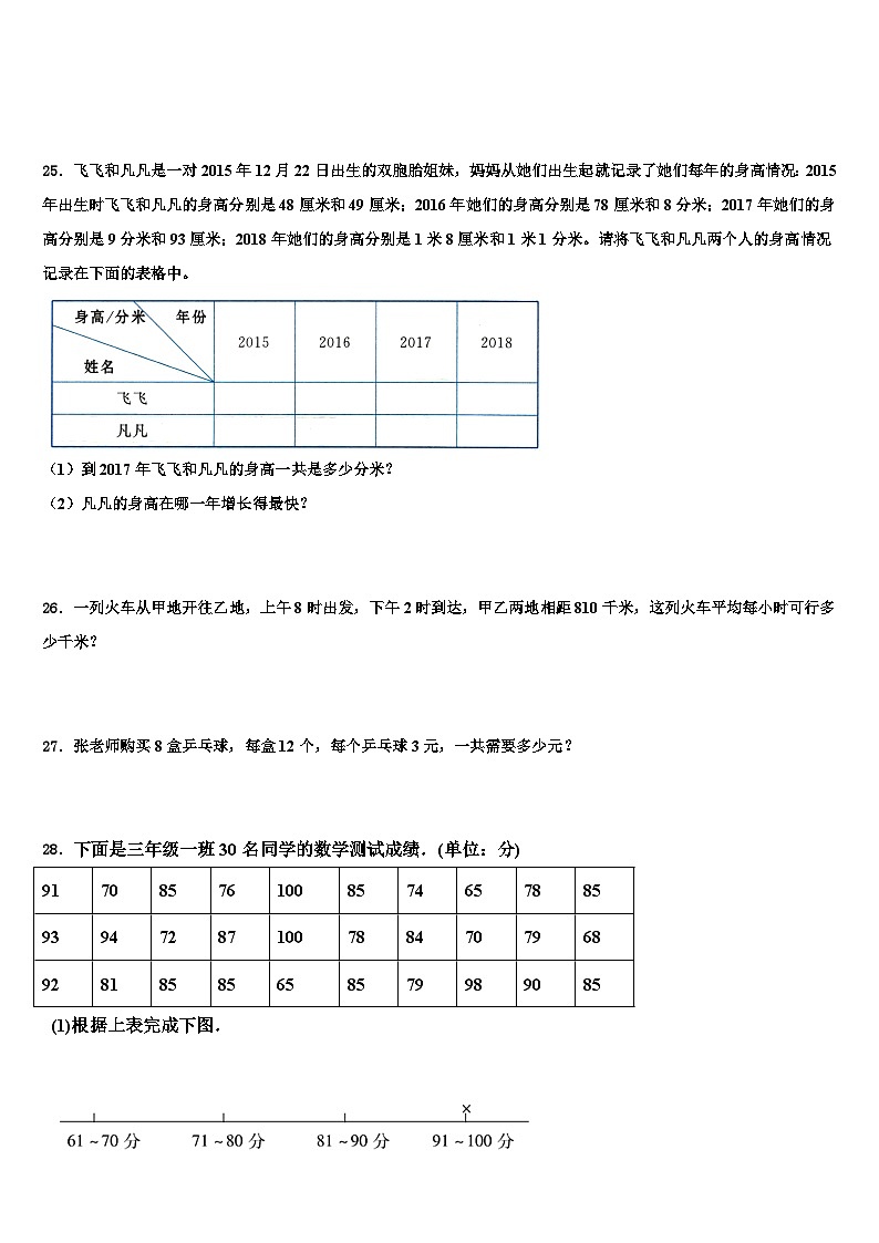 毕节地区赫章县2022-2023学年三下数学期末复习检测试题含解析03