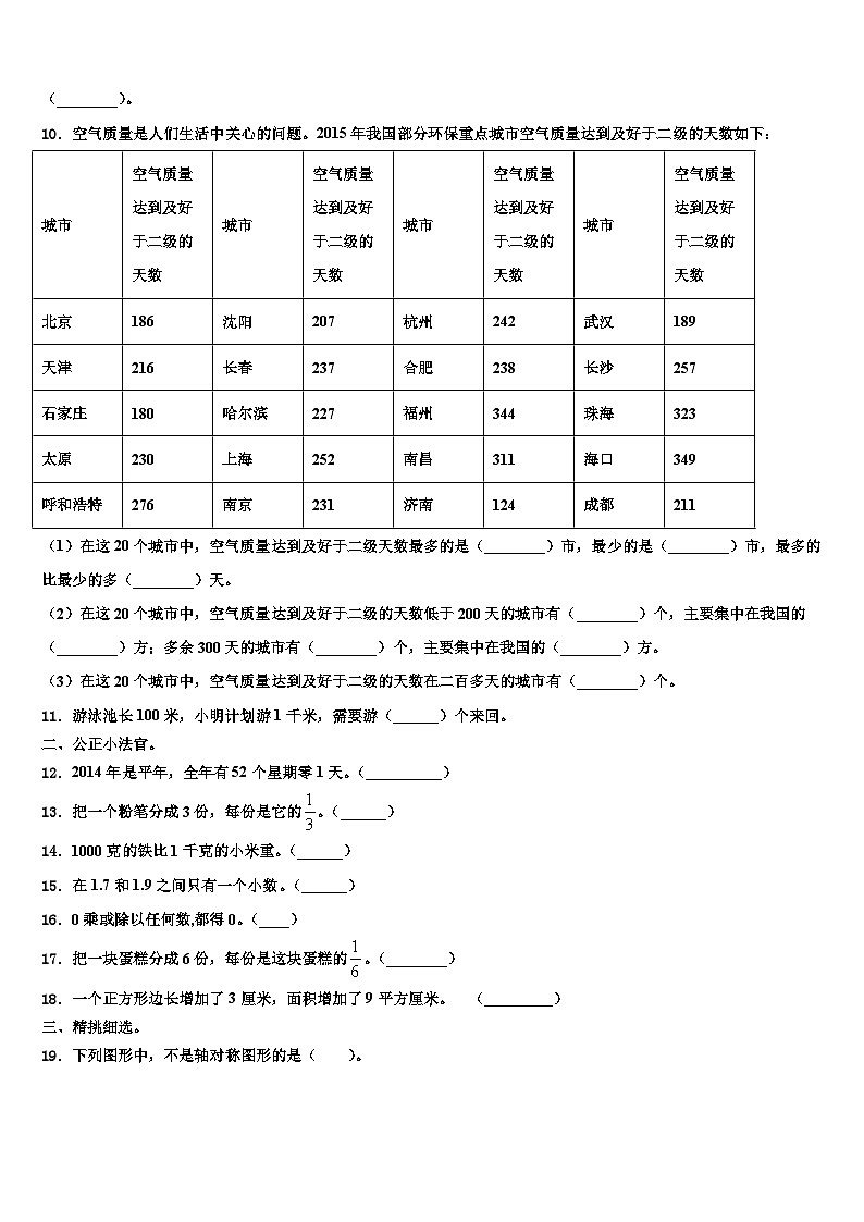 江苏省苏州市吴中区2023届三下数学期末质量检测模拟试题含解析02