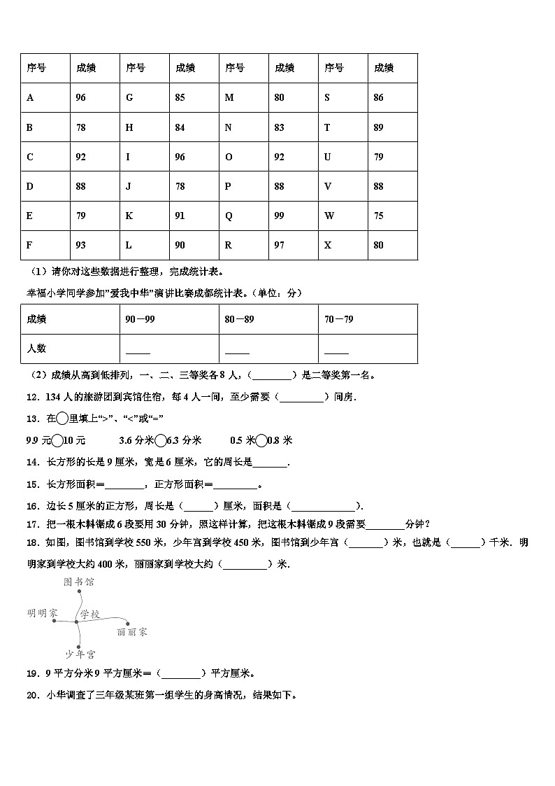 池州市贵池区2022-2023学年三下数学期末复习检测试题含解析第2页