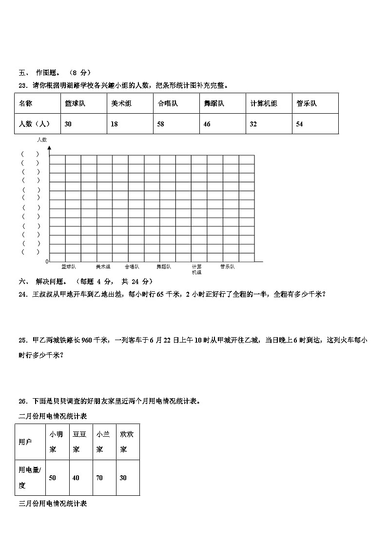 河南省南阳市桐柏县2023年三年级数学第二学期期末调研试题含解析第3页