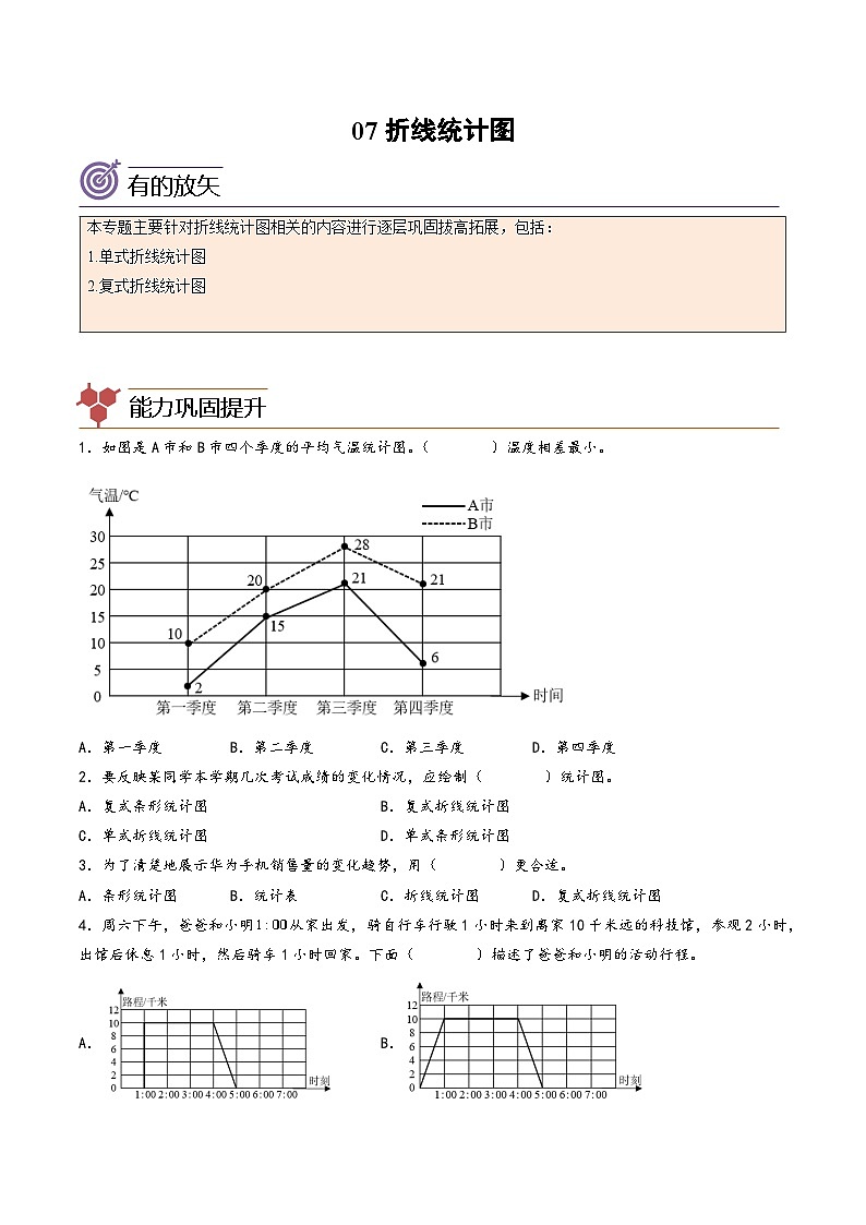 专题07-折线统计图-2023年五年级数学暑假专项提高（人教版）第1页