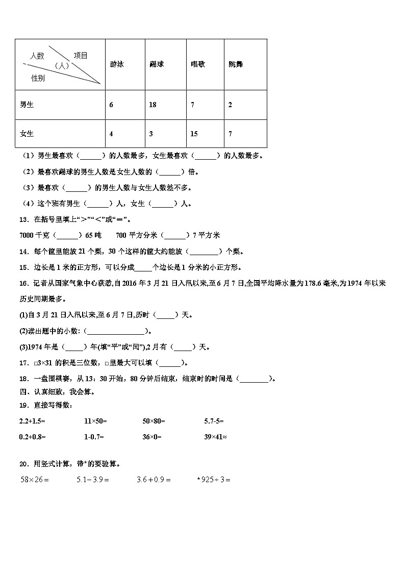 黑龙江省绥化市青冈县2022-2023学年三下数学期末联考试题含解析第2页