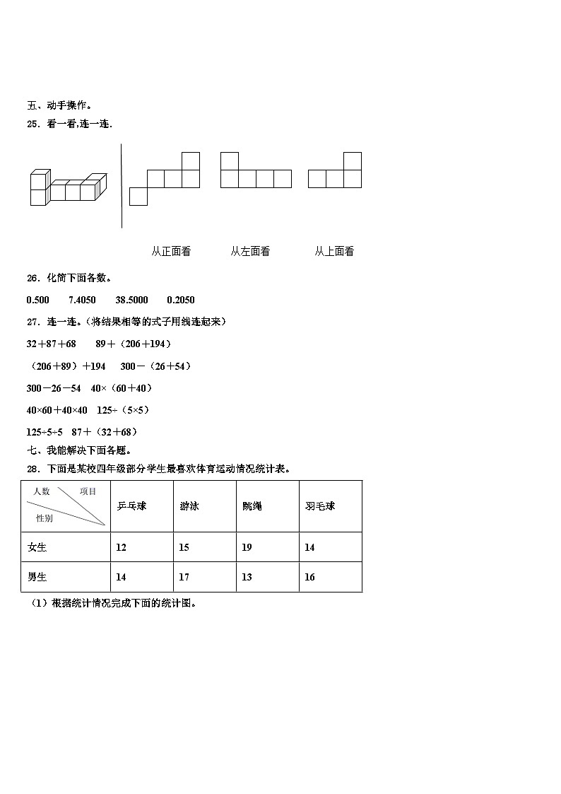 2022-2023学年四川省阿坝藏族羌族自治州松潘县数学四下期末监测试题含解析03