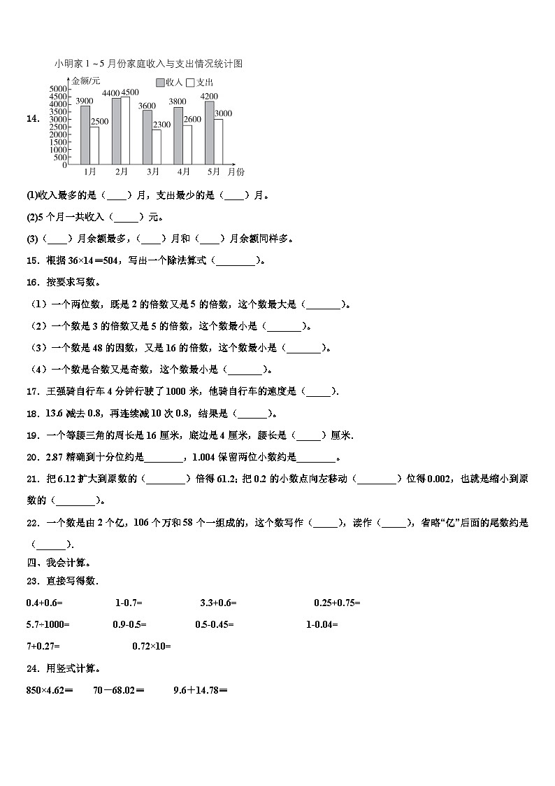2022-2023学年成都市高新区数学四下期末检测试题含解析02