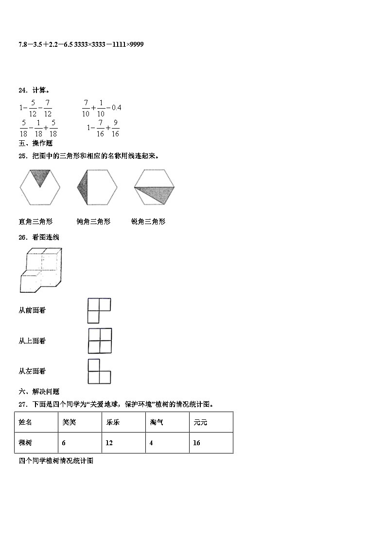 2022-2023学年洛阳市西工区数学四年级第二学期期末复习检测试题含解析第3页