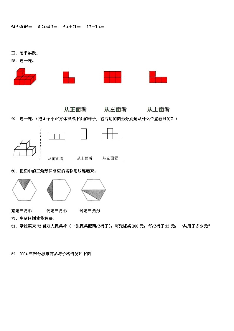 2022-2023学年湖南省衡阳市石鼓区数学四下期末学业质量监测模拟试题含解析03