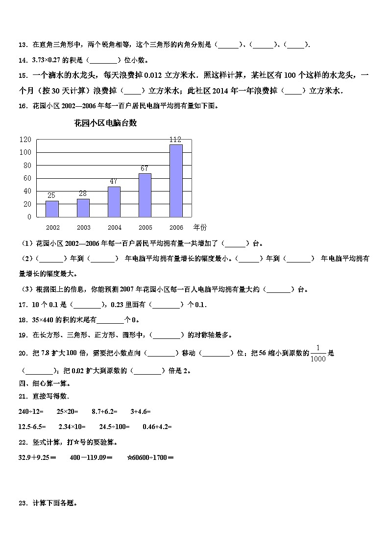 2022-2023学年甘肃省甘南藏族自治州玛曲县数学四下期末经典试题含解析第2页