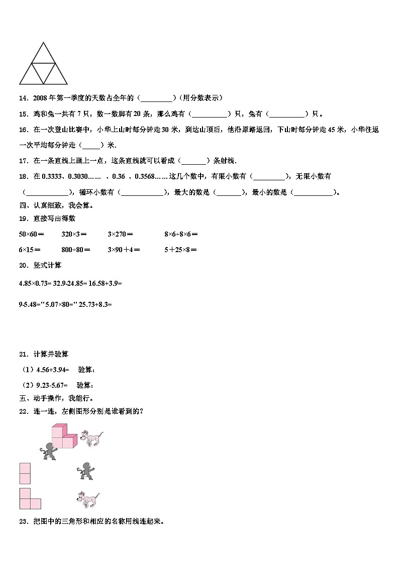 2022-2023学年甘孜藏族自治州康定县四年级数学第二学期期末学业质量监测模拟试题含解析第2页