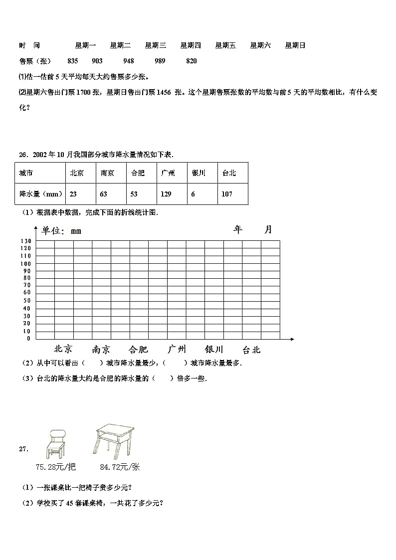 2022-2023学年玉屏侗族自治县四年级数学第二学期期末综合测试模拟试题含解析第3页