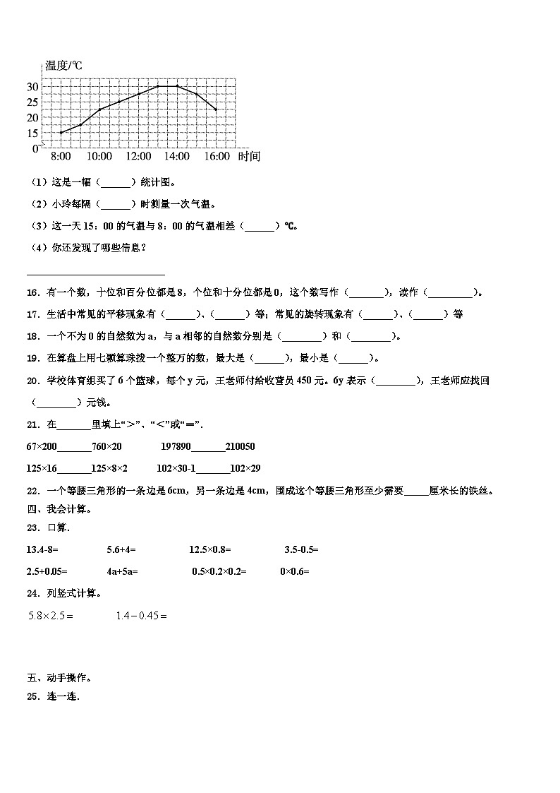 2022-2023学年漳州市龙海市四年级数学第二学期期末学业质量监测试题含解析第2页