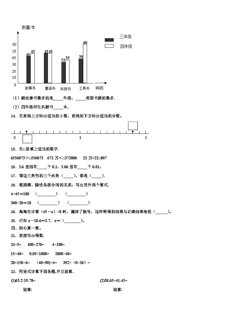 2022-2023学年黑龙江省绥化市四年级数学第二学期期末调研试题含解析02