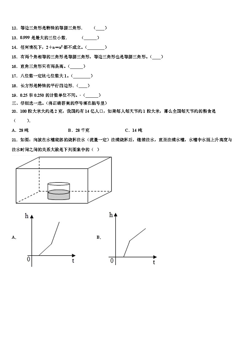 2023届内乡县数学四下期末综合测试模拟试题含解析第2页