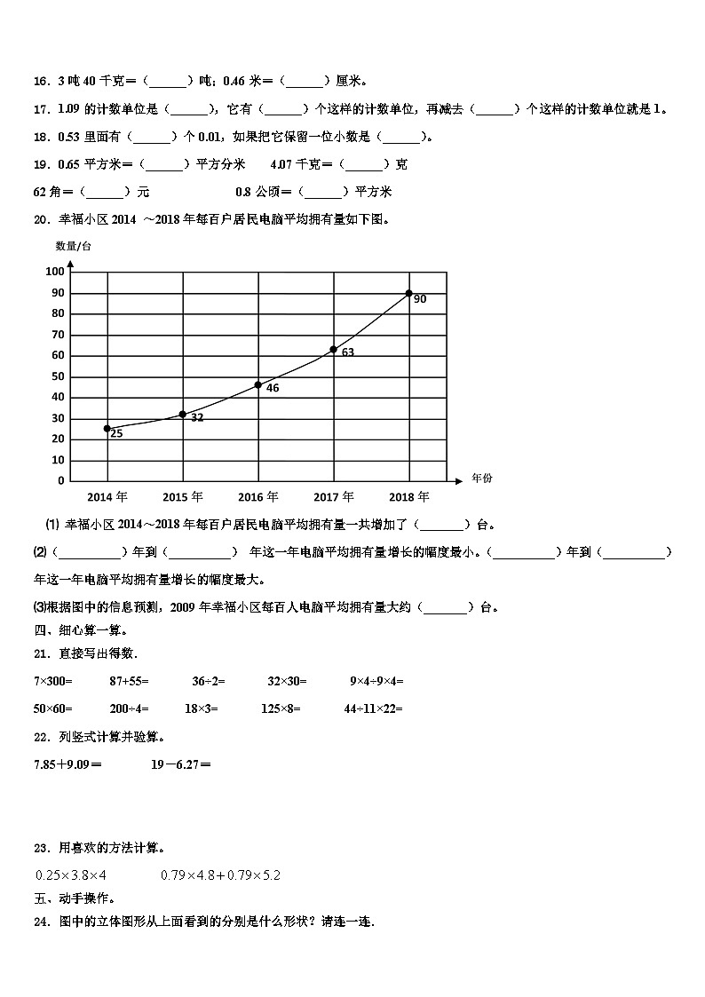 2023届咸阳市礼泉县数学四年级第二学期期末复习检测模拟试题含解析第2页