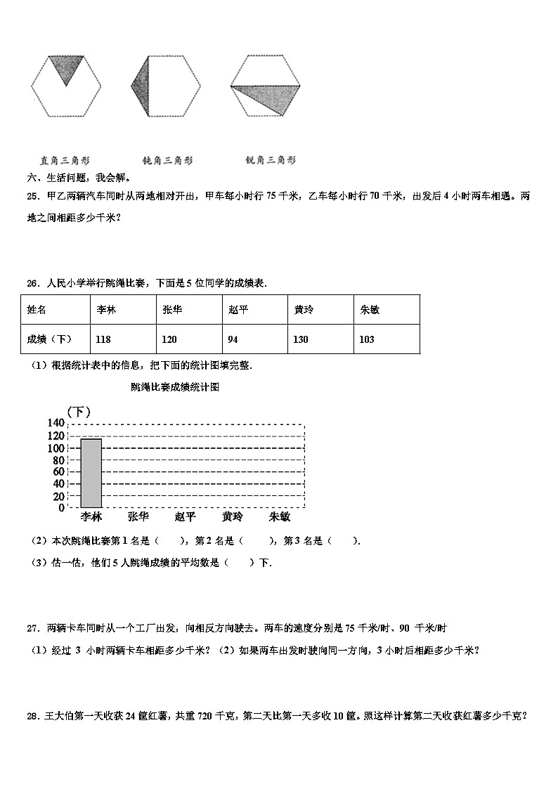 2023届定陶县数学四年级第二学期期末达标检测模拟试题含解析03