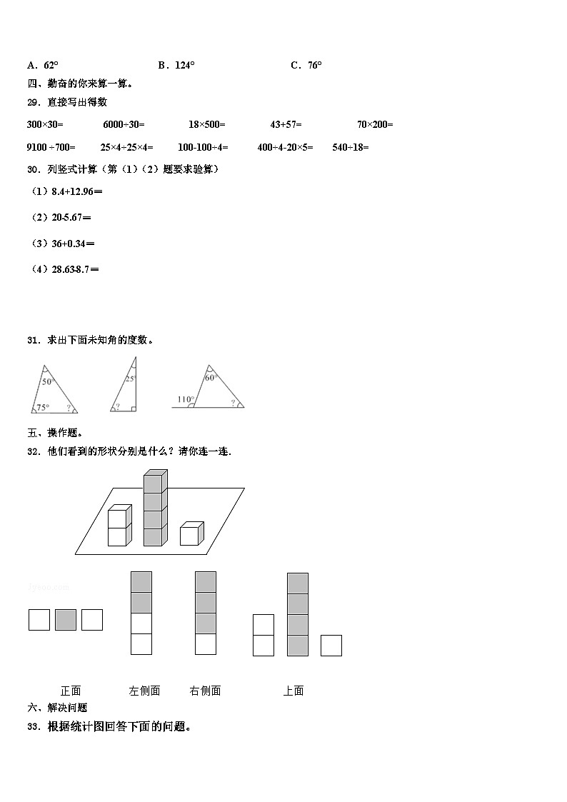 2023届山东省威海市四年级数学第二学期期末综合测试模拟试题含解析03