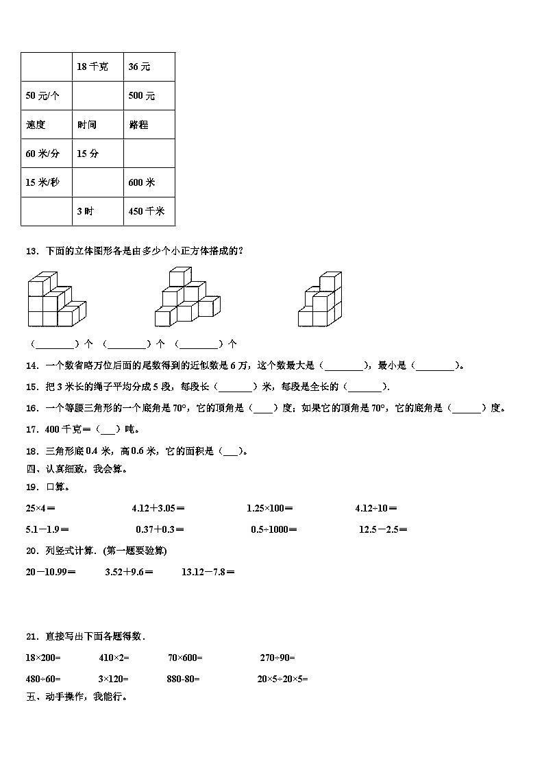 2023届宣城市数学四年级第二学期期末检测模拟试题含解析第2页