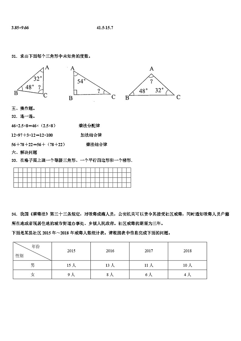 2023届敖汉旗数学四年级第二学期期末达标检测模拟试题含解析第3页