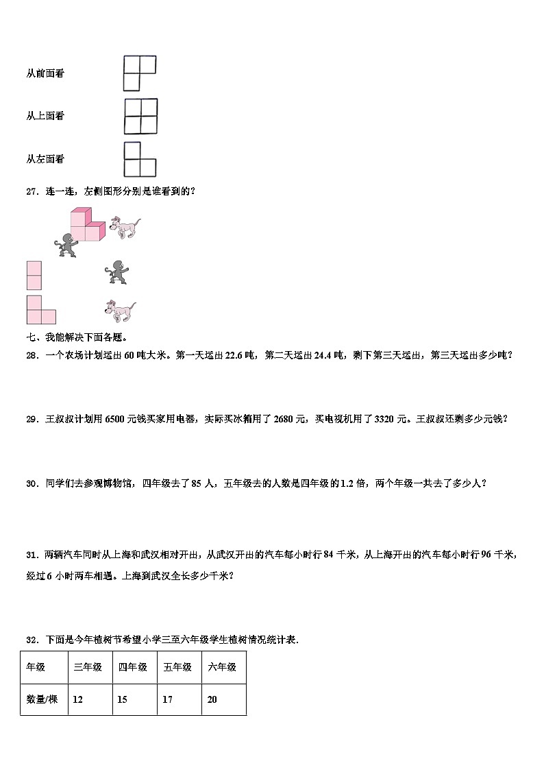2023届浙江省宁波市江北区数学四年级第二学期期末教学质量检测试题含解析03