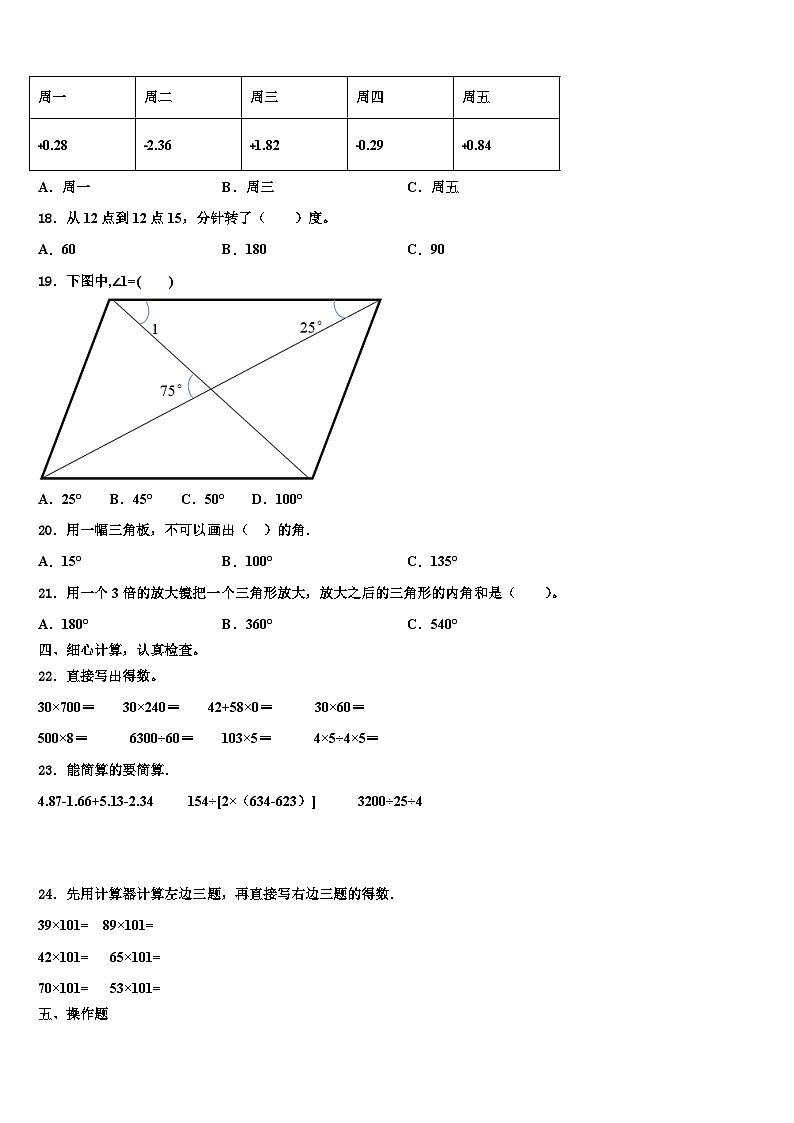 2023届湄潭县数学四下期末达标检测模拟试题含解析02