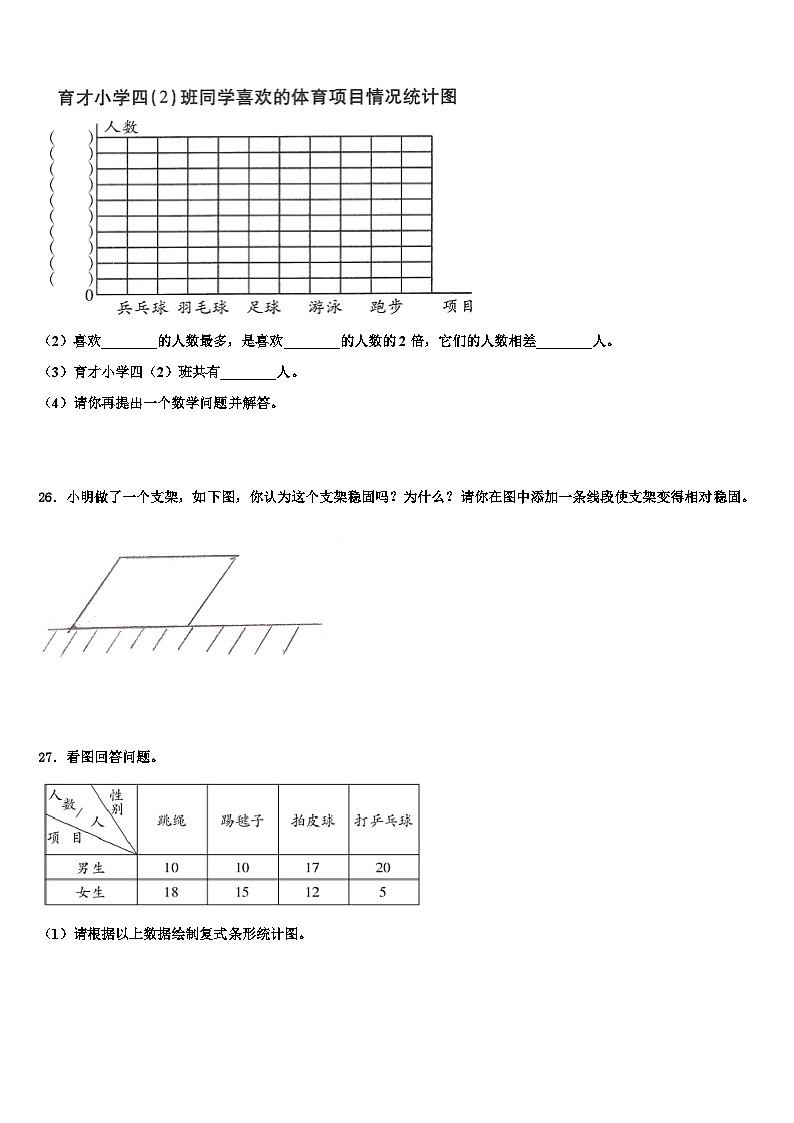 2023届甘孜藏族自治州得荣县数学四下期末调研试题含解析03