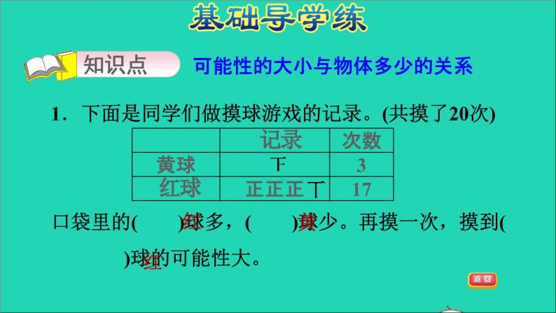 五年级数学上册四可能性第3课时可能性的应用事件发生可能性的大小习题课件冀教版203