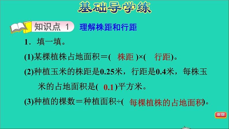 五年级数学上册七土地的面积第4课时种植问题习题课件冀教版第3页