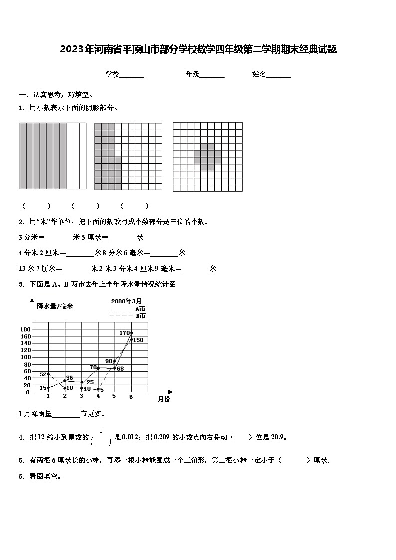2023年河南省平顶山市部分学校数学四年级第二学期期末经典试题含解析01