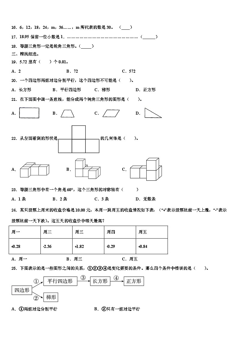 2023年浙江绍兴诸暨市四年级数学第二学期期末综合测试试题含解析第2页