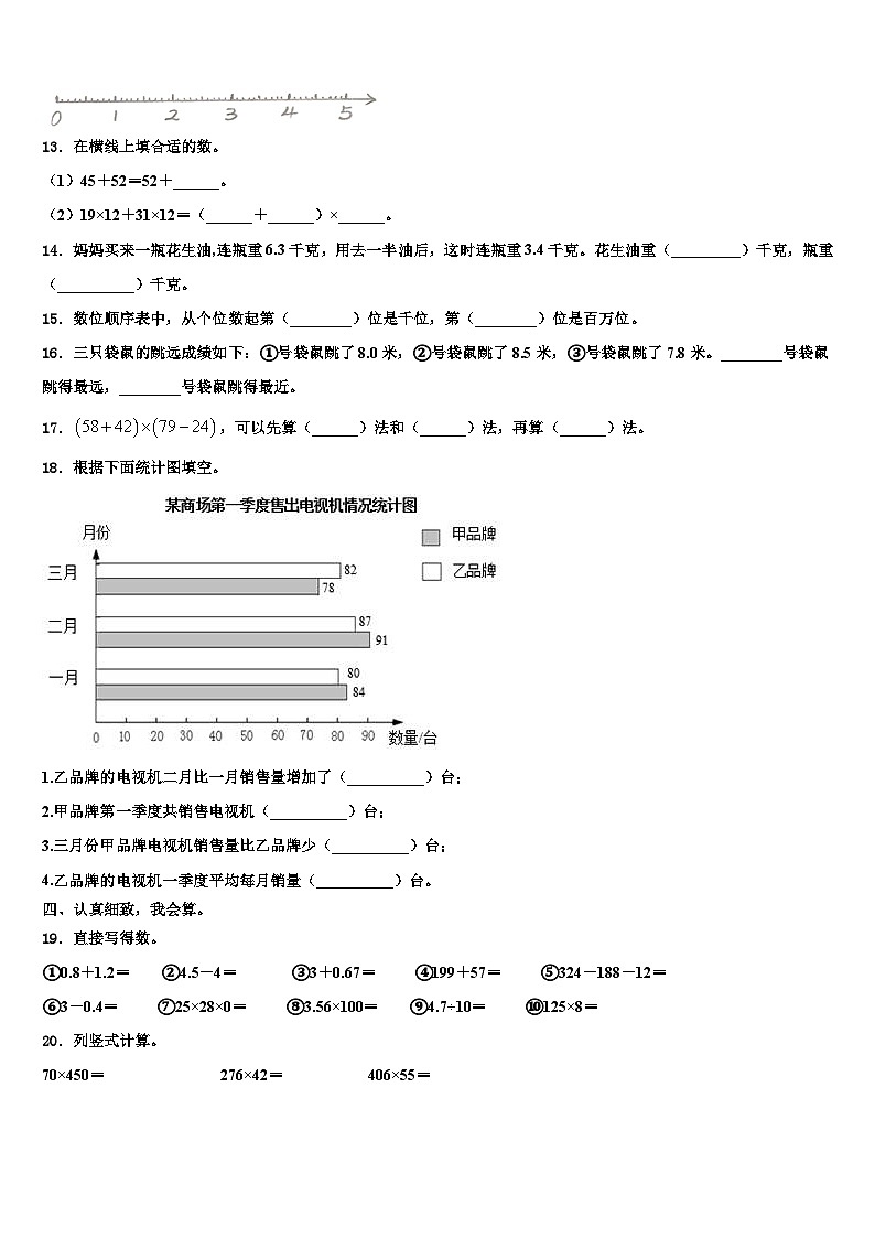 2023年海南省三亚市澄迈县数学四年级第二学期期末监测试题含解析02