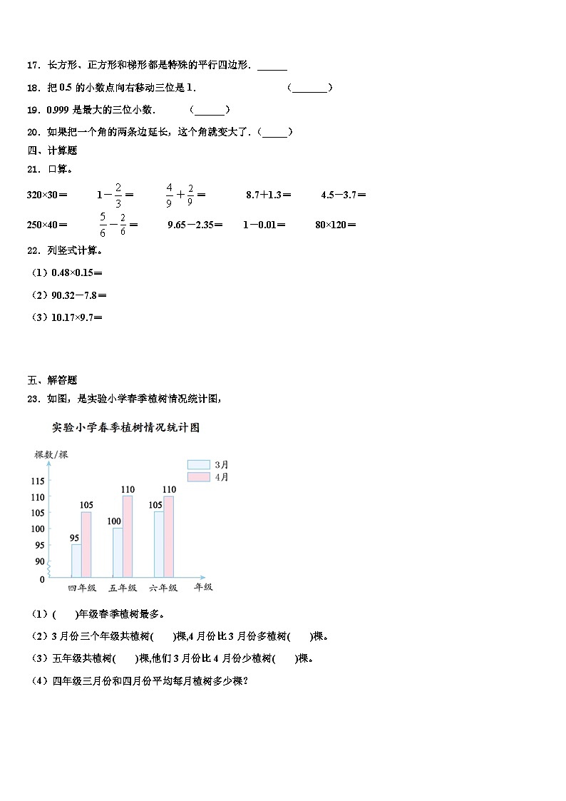 2023年衡水市阜城县数学四年级第二学期期末调研试题含解析第2页