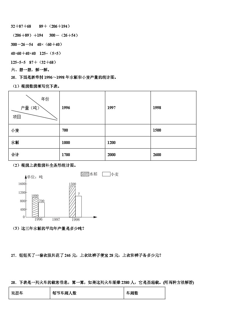 2023年赣州市会昌县数学四年级第二学期期末考试试题含解析第3页