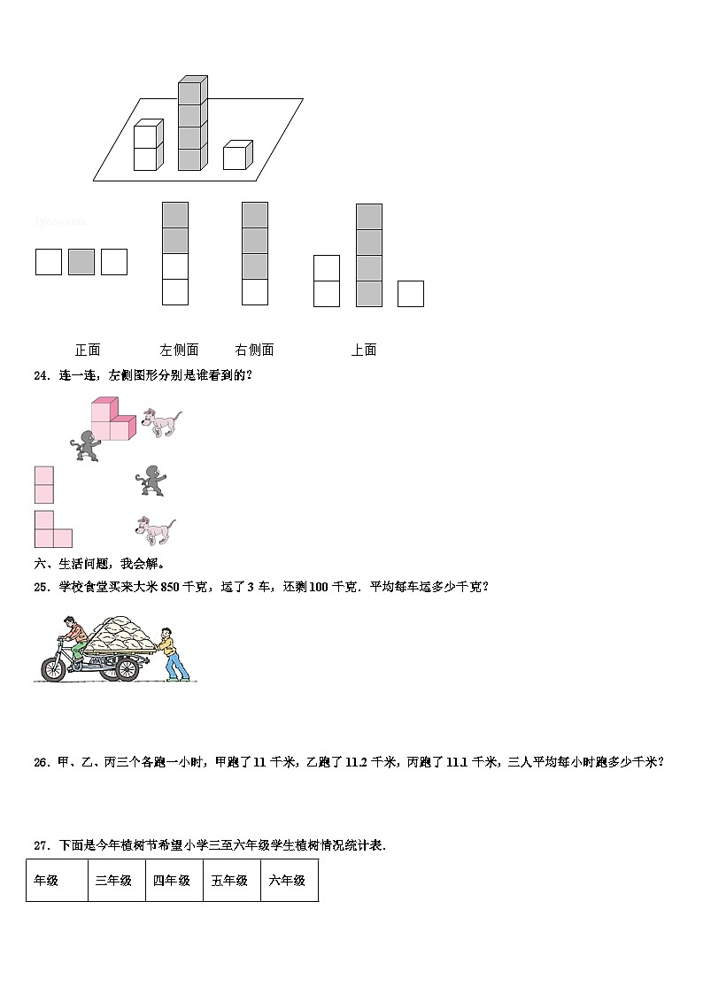 2023年陕西省榆林市府谷县数学四下期末监测模拟试题含解析03