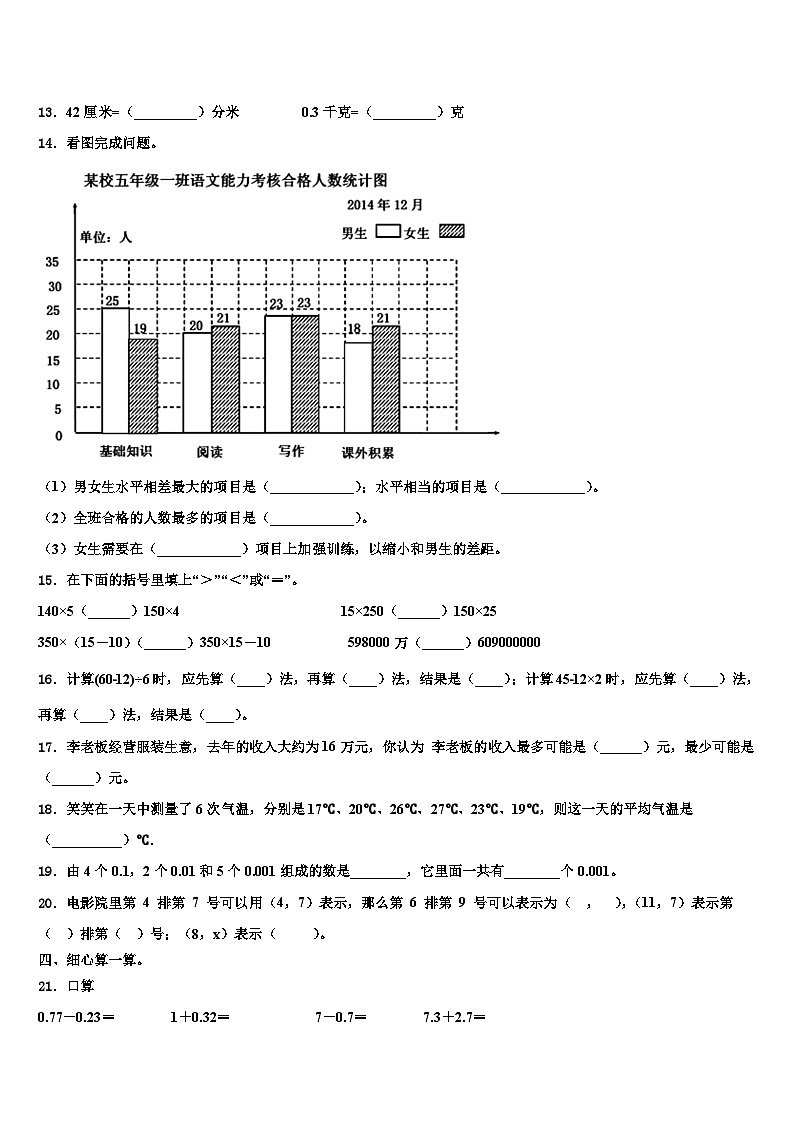 2023年黑龙江省绥化市明水县数学四年级第二学期期末复习检测模拟试题含解析第2页
