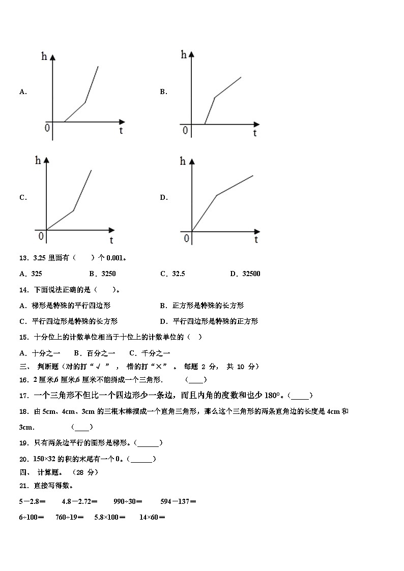 2023年青海省海北藏族自治州数学四年级第二学期期末联考试题含解析第2页