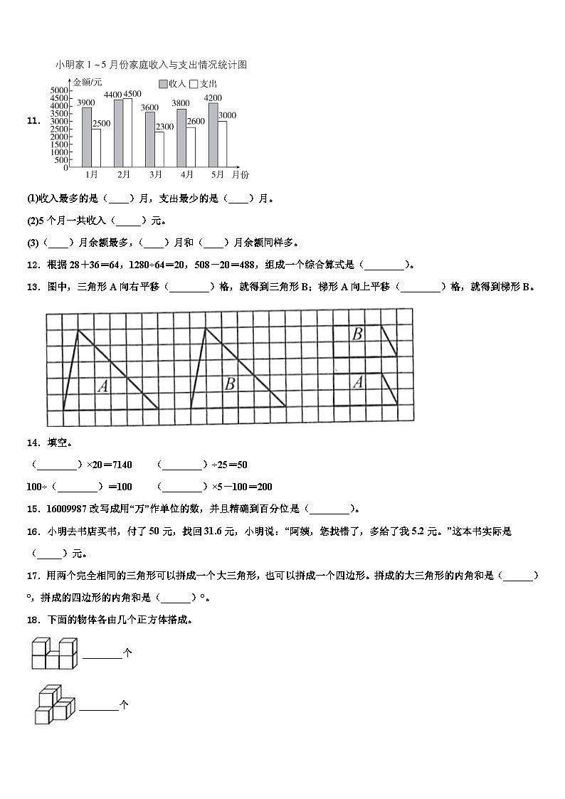 云南省怒江傈僳族自治州泸水县2022-2023学年数学四下期末达标测试试题含解析第2页