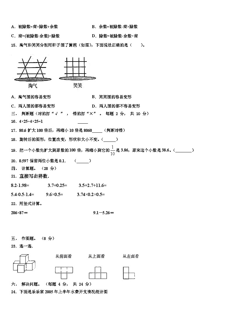 保定市清苑县2022-2023学年数学四下期末达标测试试题含解析第2页