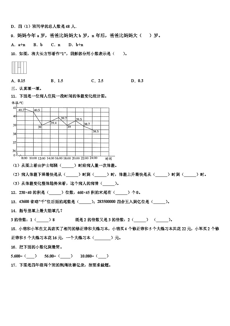兰考县2023年数学四年级第二学期期末调研模拟试题含解析第2页