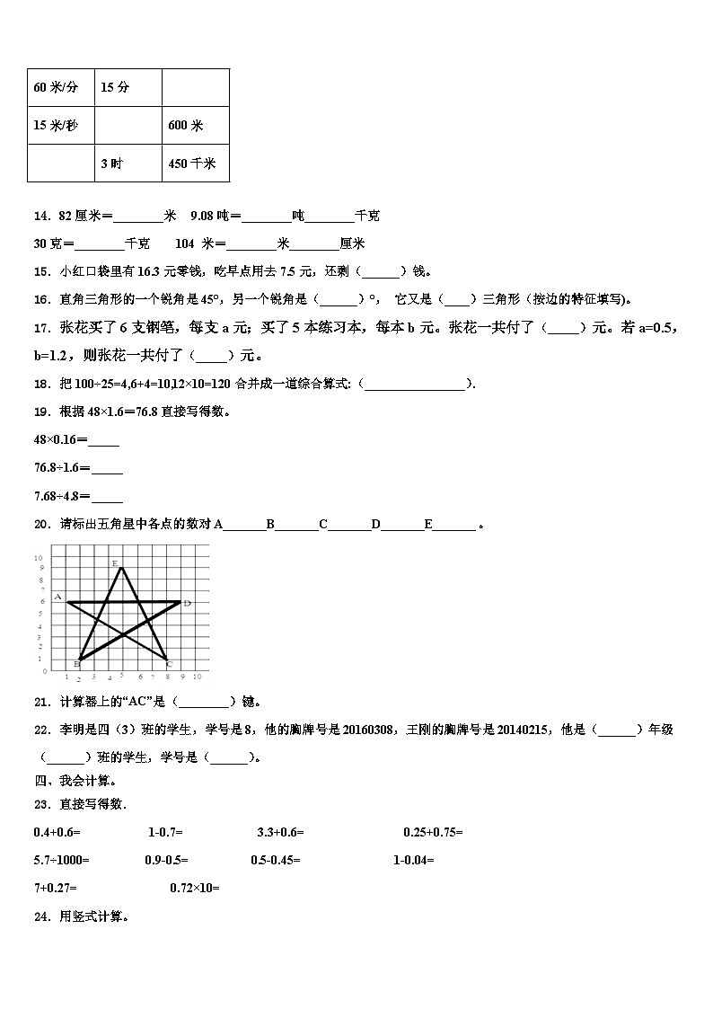 四川省广安市华莹市2022-2023学年数学四年级第二学期期末经典试题含解析第2页