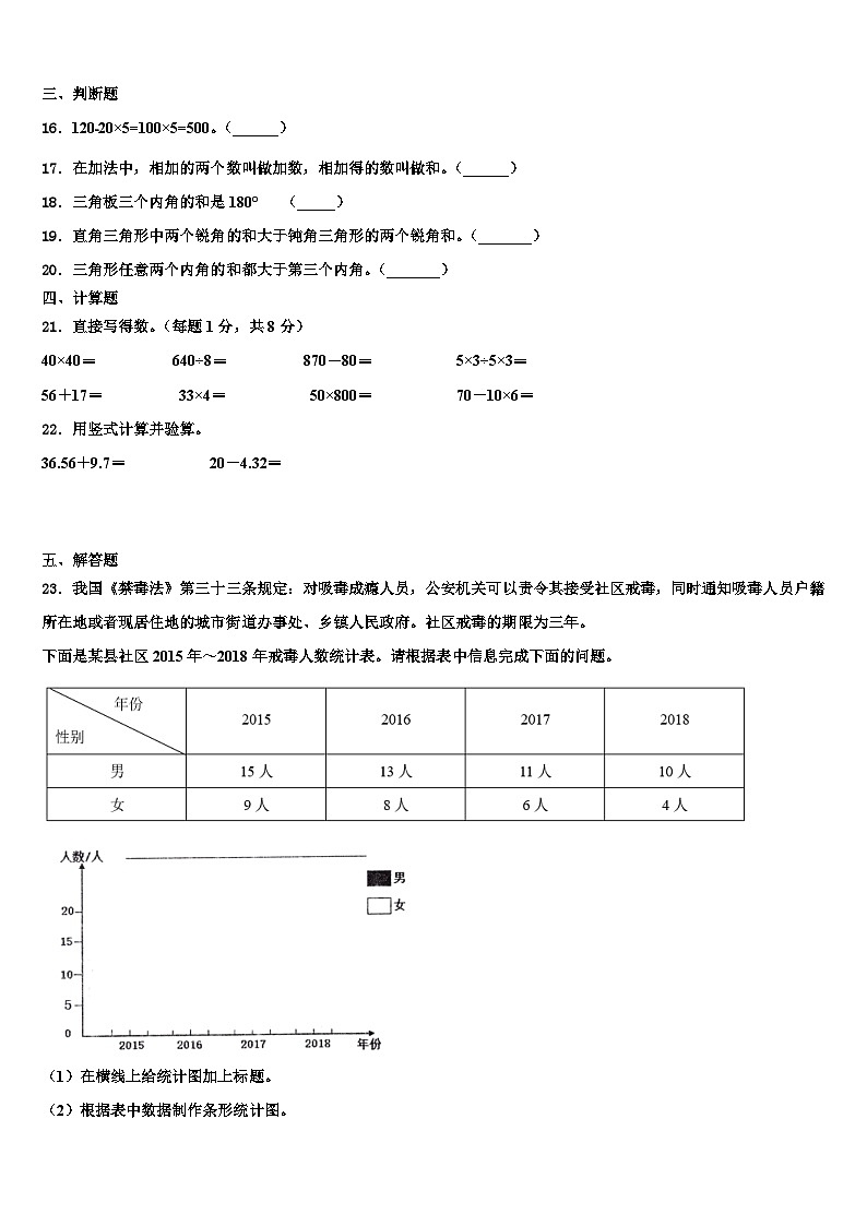 四川省绵阳市平武县2022-2023学年数学四下期末监测试题含解析02