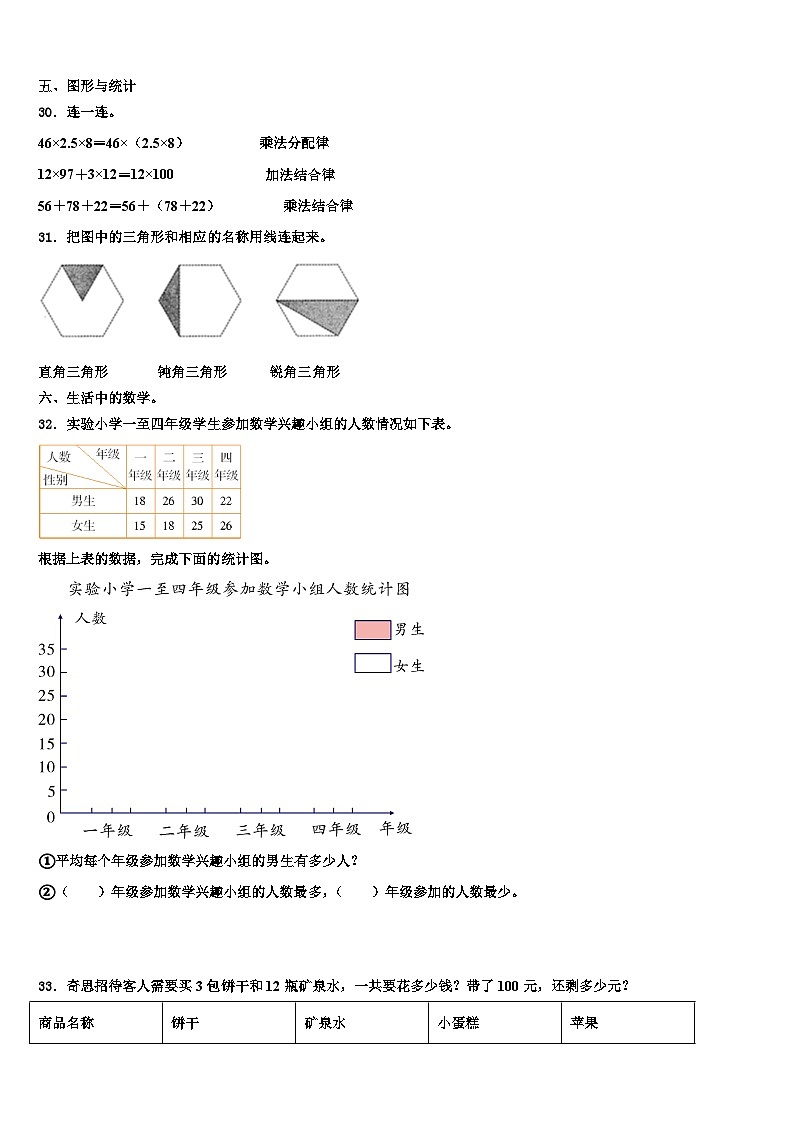 四川省绵阳市梓潼县2022-2023学年数学四下期末统考模拟试题含解析03