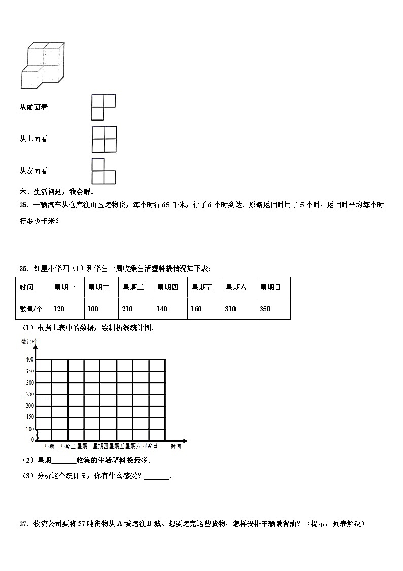 太原市阳曲县2022-2023学年数学四年级第二学期期末预测试题含解析03