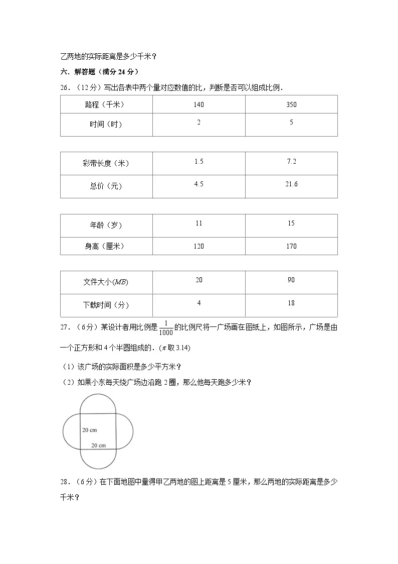 【暑假分层作业】苏教版数学六年级下册单元复习-4.比例 专项复习拔高卷（含答案）03