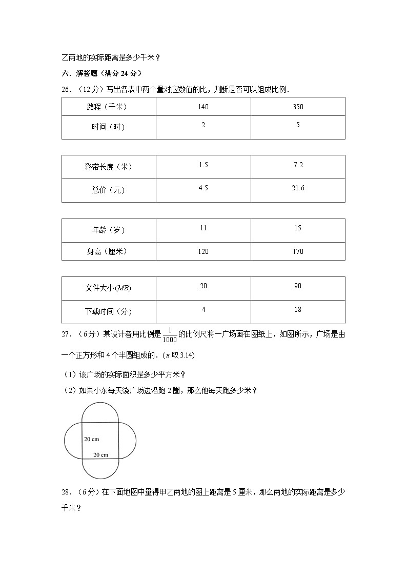 【暑假分层作业】苏教版数学六年级下册单元复习-4.比例 专项复习拔高卷（含答案）03