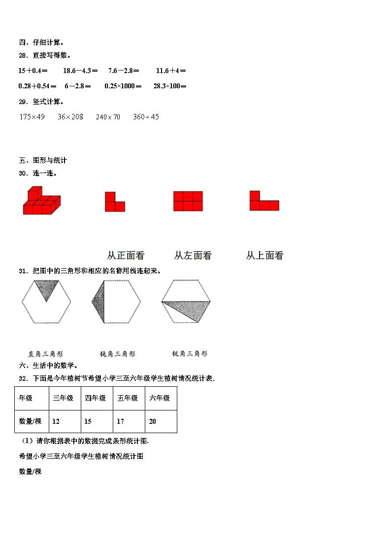 山东省曲阜市2023年四年级数学第二学期期末调研试题含解析第3页
