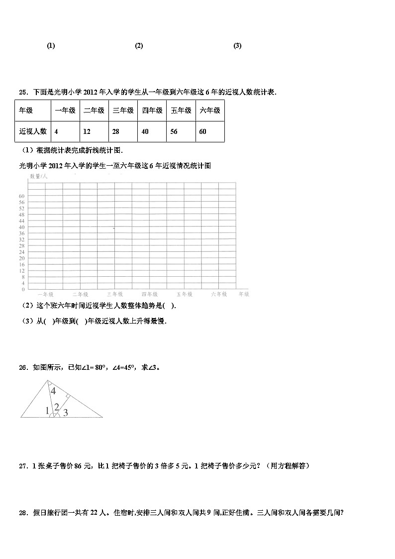 平昌县2023年数学四年级第二学期期末监测试题含解析第3页