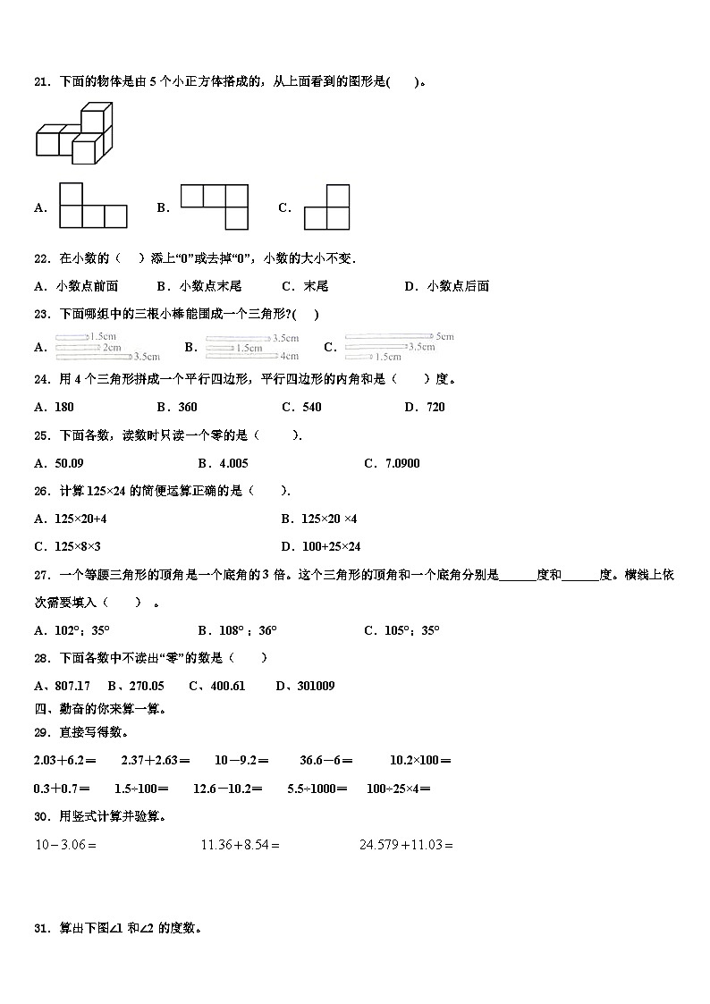 广东省揭阳市空港经济区2023届四下数学期末复习检测模拟试题含解析第2页