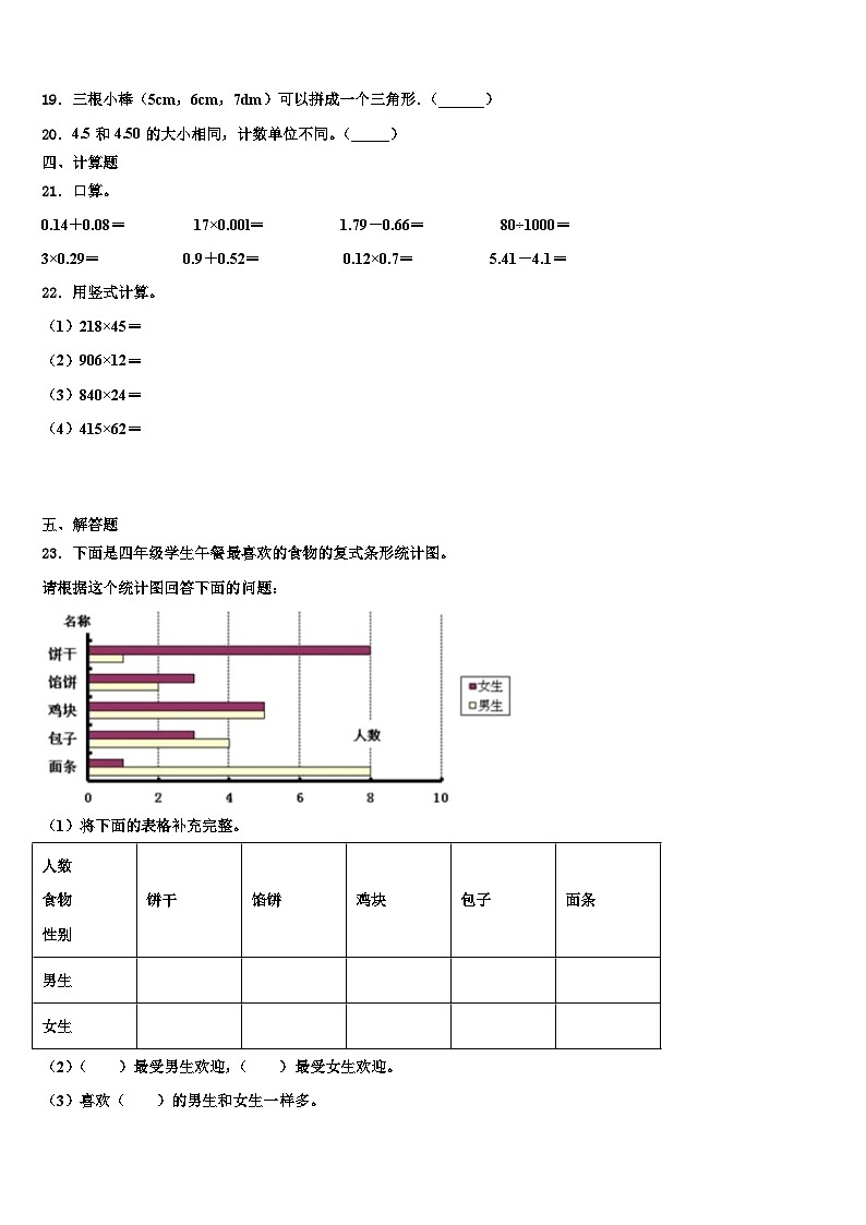 广西壮族桂林市灌阳县2023年四年级数学第二学期期末复习检测试题含解析第2页