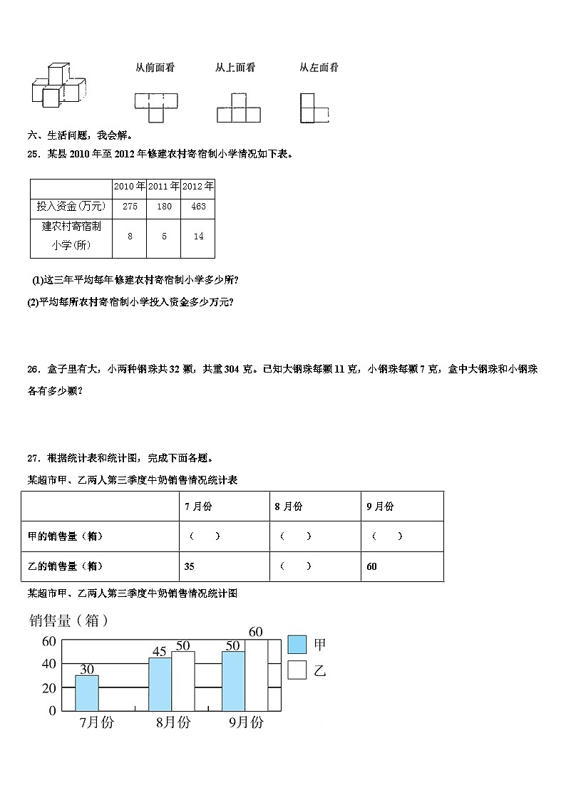 河南省郑州市经济开发区2023年数学四年级第二学期期末监测试题含解析第3页